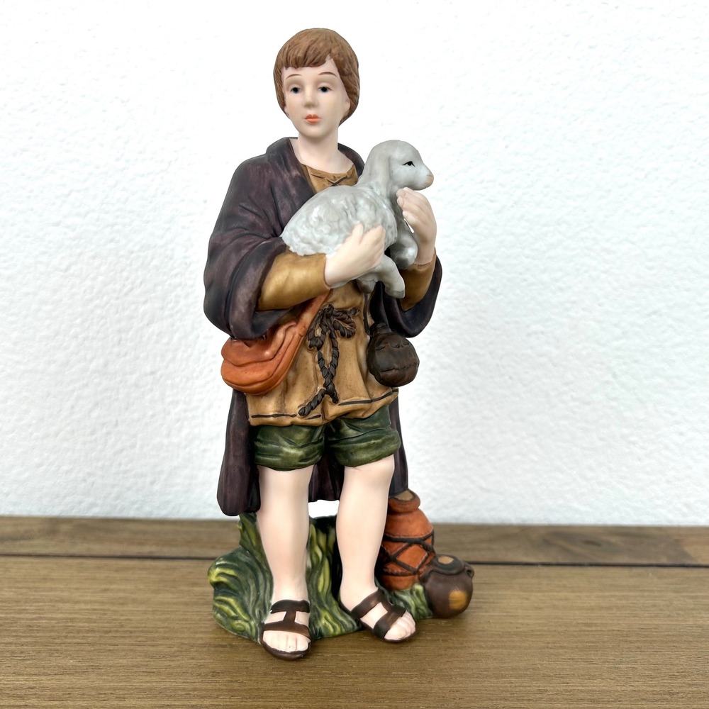 Kirkland Signature #75177 Nativity Shepherd Boy with‎ Lamb Figurine Porcelain